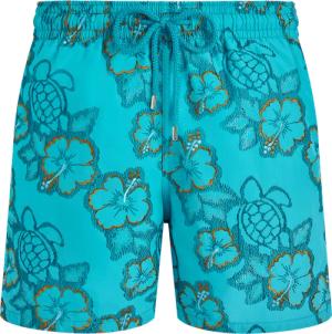 Vilebrequin Hibiscus Badeshorts Mit Stickerei Für Herren – Limitierte Serie - Mistral - Blau - Größe XL