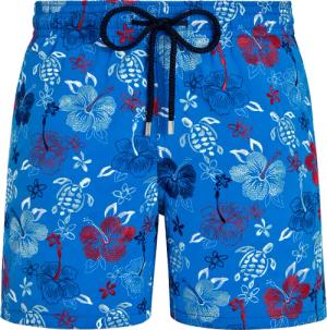 Vilebrequin Men Swim Shorts Embroidered Tropical Turtles - Badeshorts - Mistral - Blau - Größe L