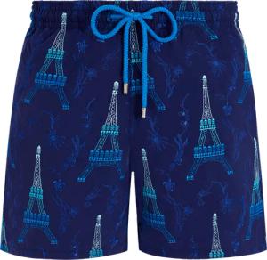 Vilebrequin Poulpe Eiffel Badeshorts Mit Stickerei Für Herren – Limitierte Serie - Mistral - Blau - Größe XXL