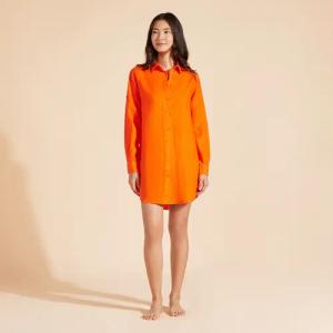 Vilebrequin Solid Hemdkleid Aus Leinen Für Damen - Fragance - Orange - Größe M