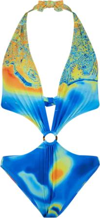Vilebrequin Women Trikini One-piece Swimsuit Bathymétrie Des Oceans - Fresh - Blau - Größe L