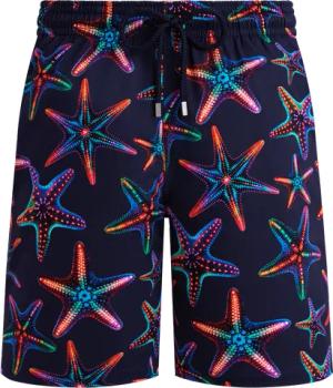 Vilebrequin Lange Disco Stars Stretch-badeshorts Für Herren - Okorise - Blau - Größe L