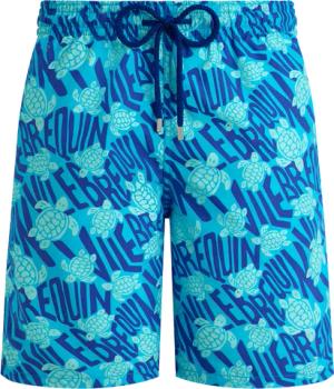 Vilebrequin Lange Badeshorts Mit Ronde Des Tortues-logo Für Herren - Okoa - Blau - Größe XXL