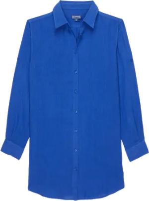 Vilebrequin Solid Hemdkleid Aus Leinen Für Damen - Fragance - Blau - Größe L