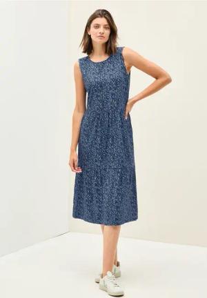 Cecil Damen Minimal Print Jersey-Kleid in Blau, Gr: 3XL