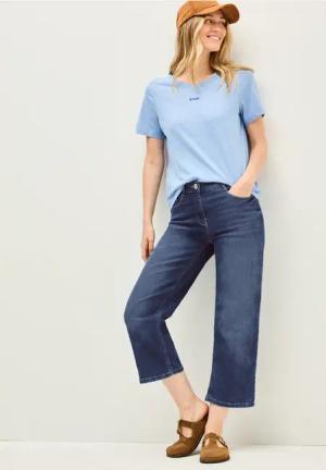 Cecil Damen Wide Leg Jeans in Blau, Gr: 34