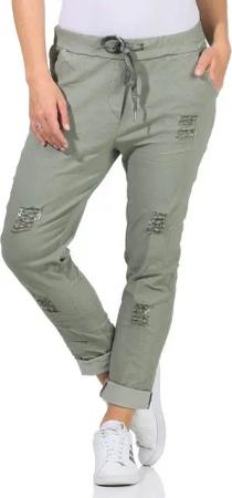 Aurela Damenmode Chinohose Sommerliche Damenhose mit Kordelzug Chino Hose im Used Look (1-tlg) elastischer Gummibund mit Kordelzug