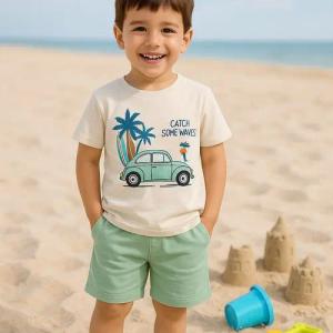 Lorey Medtec T-Shirt & Shorts Jungen Outfit, 2er Set für Kleinkind: T-Shirt + Shorts, 100% Baumwolle