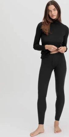 hessnatur Damen Leggings WARM TOUCH mit Bio-Merinowolle und TENCEL™ Lyocell - schwarz - Größe 38