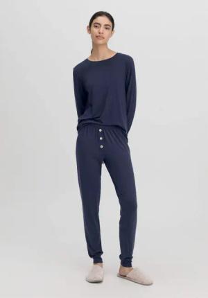 hessnatur Damen Pyjama PURE FLOW aus TENCEL™ Modal - blau - Größe 44