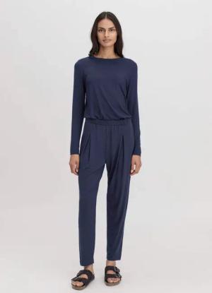 hessnatur Damen Schlafhose PURE FLOW aus TENCEL™ Modal - blau - Größe 42