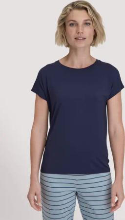 hessnatur Damen Schlaf T-Shirt PURE FLOW aus TENCEL™ Modal - blau - Größe 38