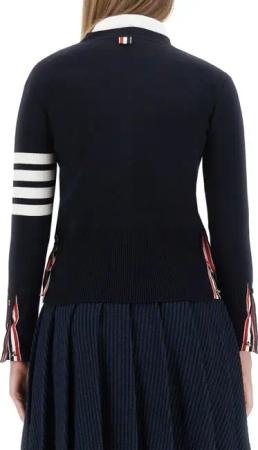 Thom Browne - V-Neck Cardigan With Striped Sleeve Design - Größe 42 - black