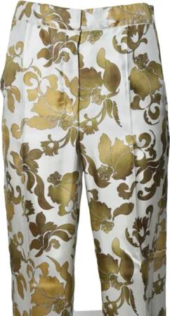 Max Mara - Leda Trousers In Gold Printed Silk - Größe 44 - goldfarben