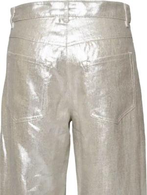 Max Mara - Malika Trousers In Gold Laminated Linen - Größe 46 - goldfarben