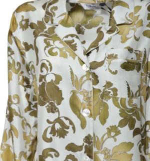 Max Mara - Alan Pajama Shirt In Gold Printed Silk - Größe 40 - goldfarben