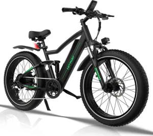 HITWAY E-Bike Mountainbike 26*4 Zoll off-road Elektrofahrrad EMTB bis zu 150km 48V16AH, 7 Gang Shimano, Kettenschaltung, 250W Starker bürstenloser Motor, pedelec 7-Gang-Shimano mit Stoßdämpfer vorne und hinten mit APP