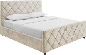 riess-ambiente Boxbett ELYSIUM 180x200cm champagner Samt – mit Bettkasten & Kopfteil, modern (Einzelartikel, 1-St), Kingsize, Stauraum unter der Liegefläche, elegante Ziersteppung