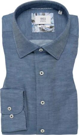 SLIM FIT Linen Shirt in denim unifarben