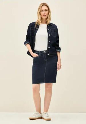 Cecil Damen Jeansrock im Rinsed-Look in Blau, Gr: 30