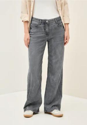 Cecil Damen Flared Loose Fit Jeans in Grau, Gr: 26
