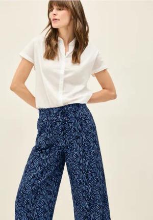 Cecil Damen Wide Leg Hose mit Tapedetail in Blau, Gr: XL