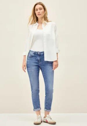 Cecil Damen Casual Fit Jeans mit Turn-Up in Blau, Gr: 27