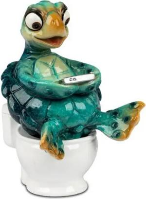 formano Dekofigur Schildkröte Harry auf Toilette Handy blau 11 cm Kunststein glänzend (1 St)