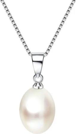 LÖB Kette mit Anhänger 925 Silber Halskette Zuchtperle Echte Tropfen Perlen Anhänger weiß (Geschenke für Frauen Beste Freundin Mutter Mama Damen zum Geburtstag Ostern Muttertag Muttertagsgeschenk, Inkl. Schmuckbox), Kette Brautschmuck Perlenkette Perlenan