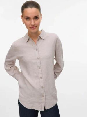 Vero Moda Hemdbluse "VMLINN LINEN LS SHIRT WVN NOOS", hochwertige Qaulität mit Leinen