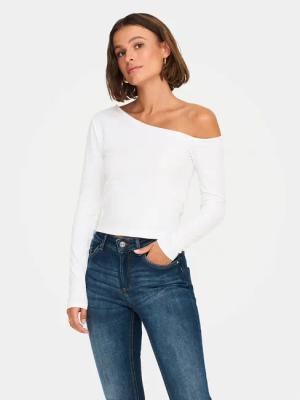 ONLY Bluse Live Love 15344398 Weiß Slim Fit