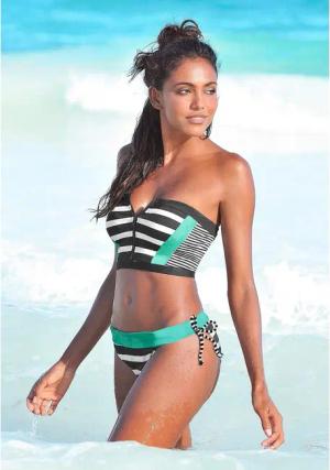 KANGAROOS Bikini-Hose Damen schwarz-weiß Gr.44