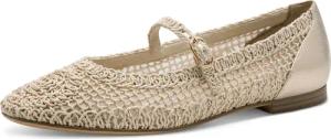Tamaris Riemchenballerina, Blockabsatz, Halbschuh, Frühlingsschuh in modischer Häkeloptik