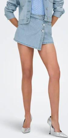 ONLY Jeansrock "ONLLESLY REG RHINESTONE DNM SKORT GUA"