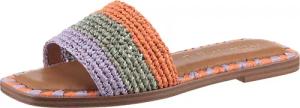 Tamaris Pantolette, Blockabsatz, Sommerschuh, Strandschuh, zweifarbige Bast-Umrandung
