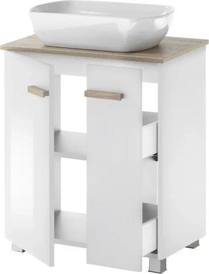 Places of Style Badmöbel-Set "SOLiD, Badmöbel-Set, Bad im modernen Design, 2-teiliges Badezimmer", (2 St.), Waschtisch mit Waschbecken, Spiegel mit LED, Breite 60 cm