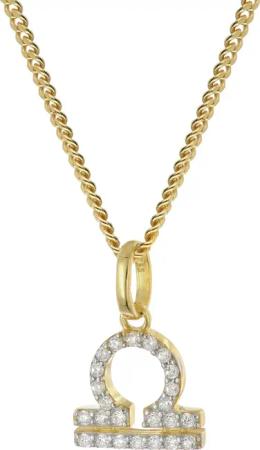 GLIZZ GL8330-07 Sternzeichen Waage Gold 333/8K an vergoldeter Silberkette