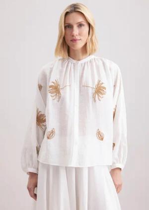Stehkragenbluse Stickerei