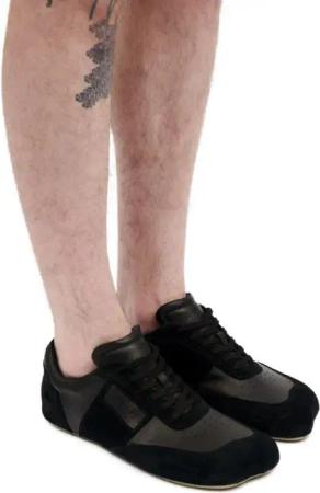 MM6 Maison Margiela Low-Top Sneaker - Black Suede Sneaker With Unique Numerical Graphics - Gr. 44 (EU) - in Schwarz - für Damen