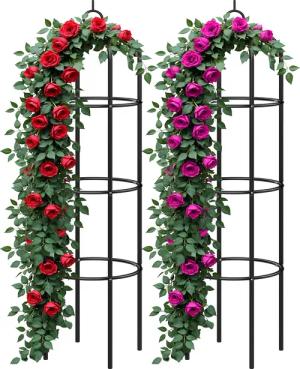 Rosensäule 2er-Set Schwarz 200x40cm