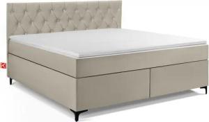 KONSIMO® Boxspringbett ARDEA Polsterbett, Doppelbett, hergestellt in der EU (handgefertigt, Elegant, Lieghöhe 63 cm, elegante Kopfstütze mit dekorativer Steppung), inkl. Matratze und Kaltschaum Topper (3 cm), mit Massivholzrahmen