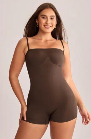 Brauner Mittlere Oberschenkellänge Shapewear-Body