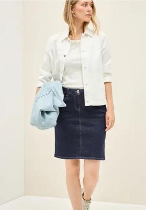 Cecil Damen Jeansrock im Rinsed-Look in Blau, Gr: 34