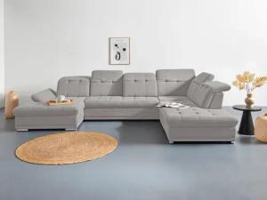 COTTA Wohnlandschaft "Holiday U-Form mit Sitztiefen-, Armteil- und Kopfteilverstellung", wahlweise mit Bettfunktion & Bettkasten