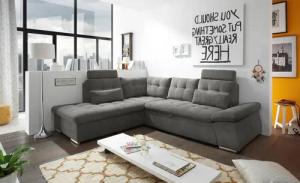 ED EXCITING DESIGN Ecksofa "Nalo L-Form", mit Bettfunktion, Armteilverstellung, Kopfstützen & 2 Nierenkissen