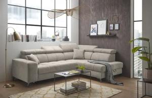 ED EXCITING DESIGN Ecksofa "Sydney L-Form", mit Bettfunktion, Bettkasten, Kopfteilverstellung & 2 Zierkissen