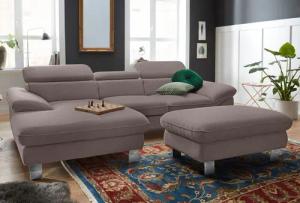 COTTA Polstergarnitur "Driver L-Form", (Set, 2 tlg.), Set bestehend aus: Ecksofa mit Kopfteilverstellung & Hocker
