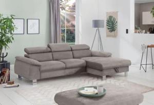 COTTA Polstergarnitur "Komaris L-Form", (Set), Set bestehend aus: Ecksofa mit Kopfteilverstellung & Hocker