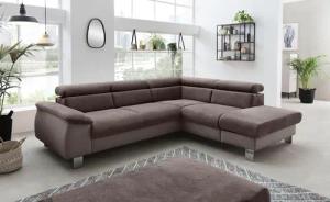 COTTA Polstergarnitur "Komaris L-Form", (Set), Set bestehend aus: Ecksofa mit Kopfteilverstellung & Hocker