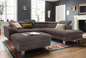 COTTA Polstergarnitur "Driver L-Form", (Set, 2 tlg.), Set bestehend aus: Ecksofa mit Kopfteilverstellung & Hocker
